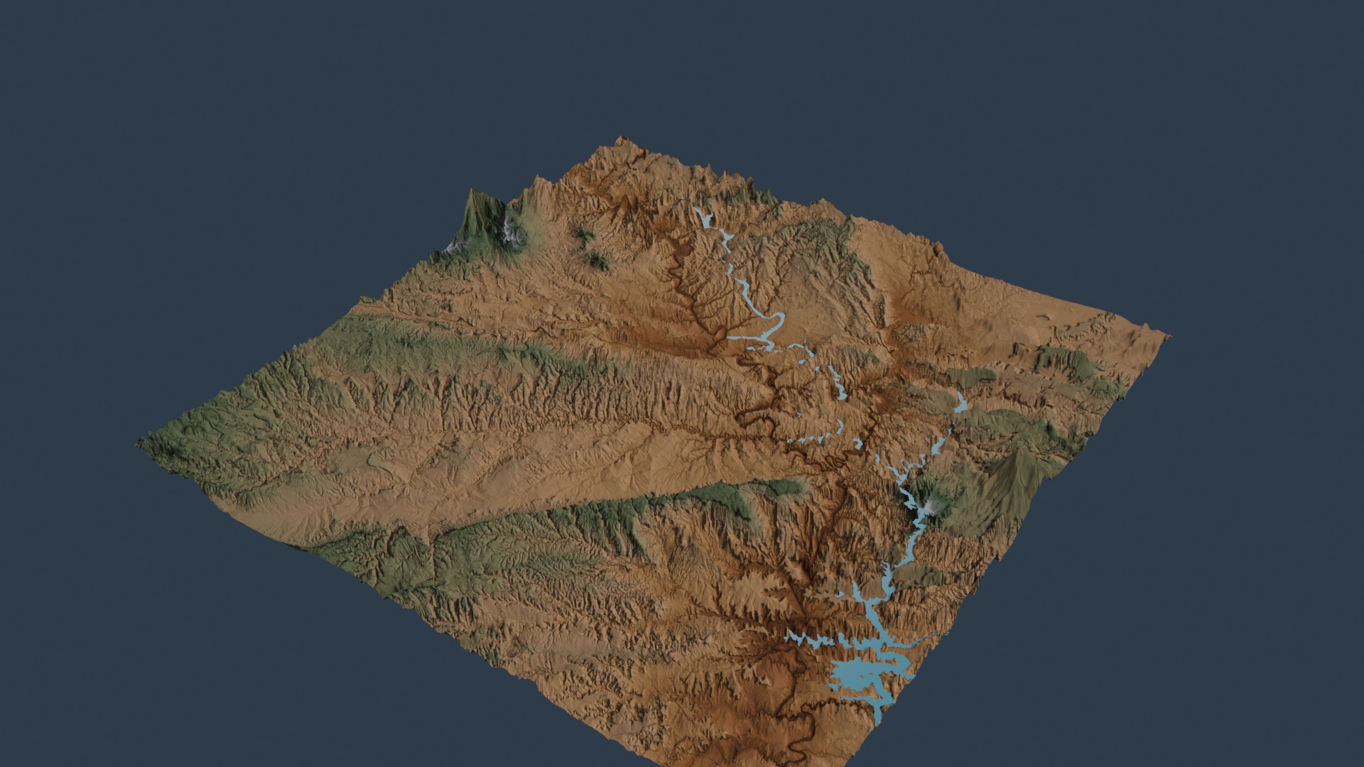 Three-dimensional terrain model of Lake Powell and Glen Canyon